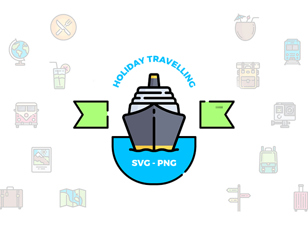 夏日旅游主题矢量图标合集 Free Download: Holiday Icons [SVG,PNG]