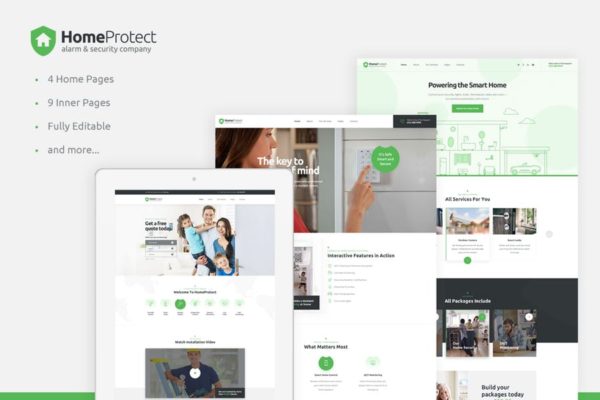 安防品牌网站HTML模板素材库精选素材 HoomPotact – Smart Alarm &amp; Security Systems HTML