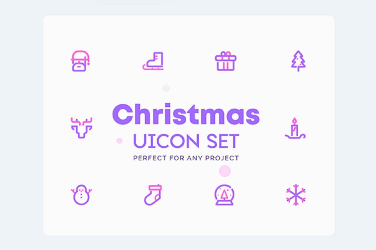 圣诞节&冬天主题UI图标素材 UICON – Christmas, Winter Icons Set插图