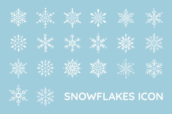 20种雪花图形矢量素材库精选图标 Snowflakes Icon