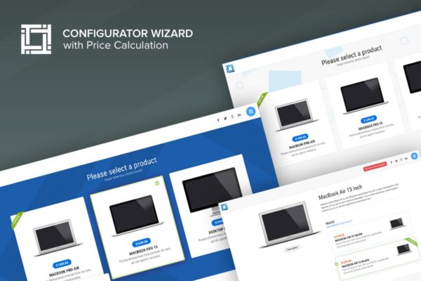 笔记本电脑电商网站HTML模板素材库精选 Configurator – Working Configurator Wizard