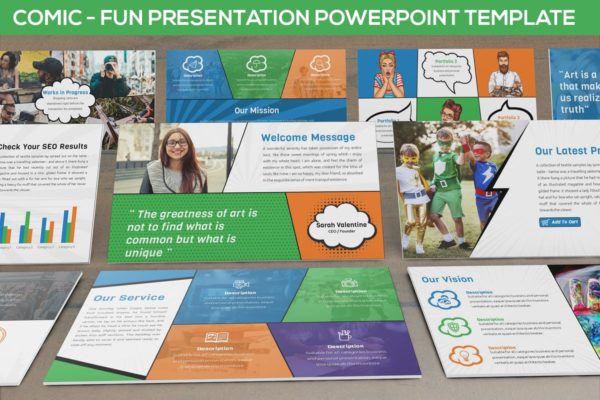 有趣的连环画漫画风格PPT幻灯片模板 Comic – Fun Powerpoint Presentation Template