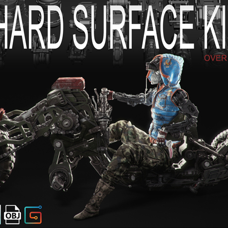 多件硬面机械结构零件汽车配件OBJ模型3D素材