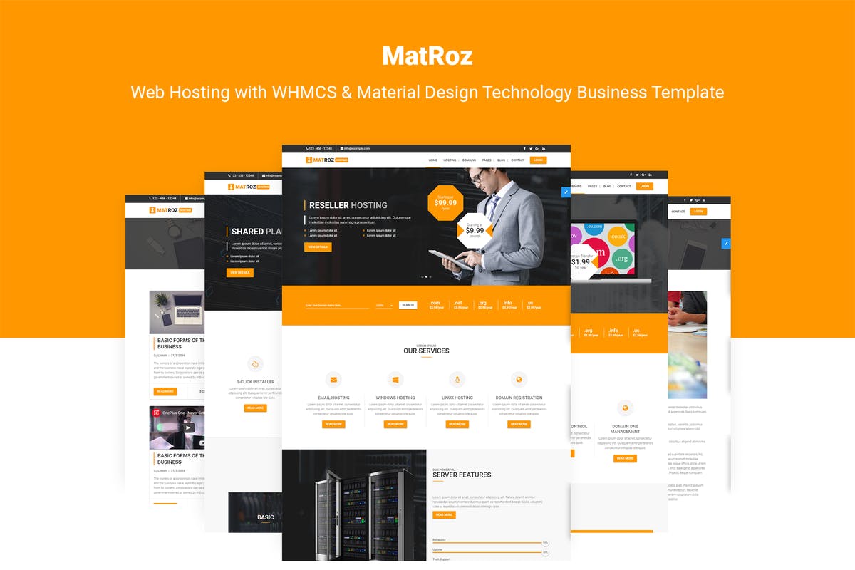 服务器托管商云服务器供应商网站HTML模板素材库精选 MatRoz | Hosting & Technology Business Template插图