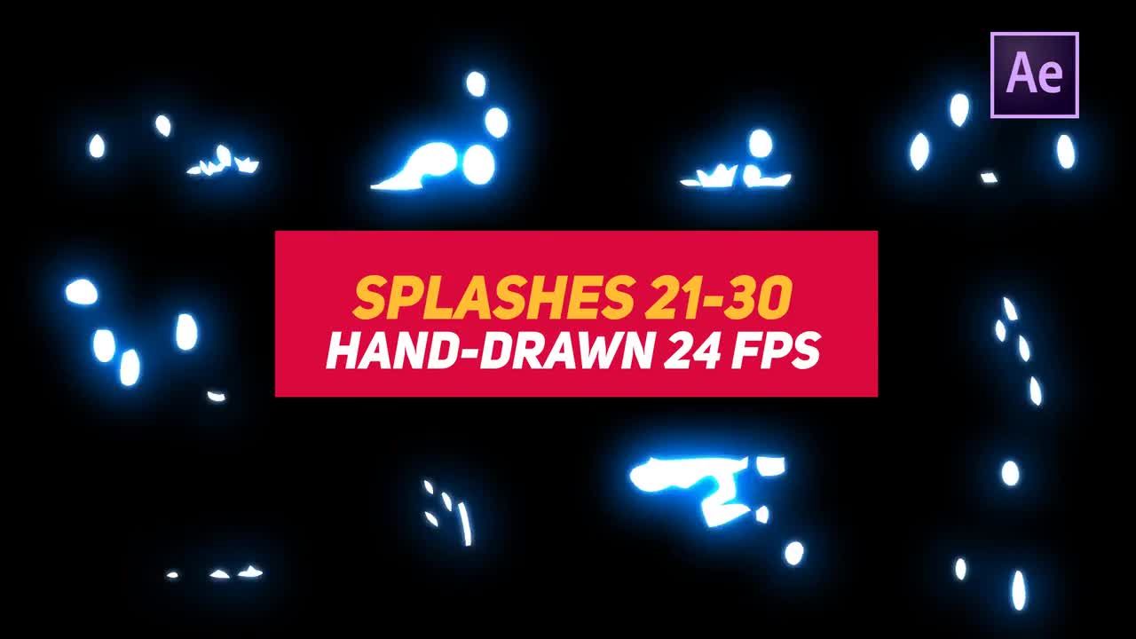 10个快速动态动画手绘飞溅元素素材库精选AE模板