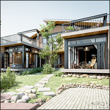 现代欧式别墅室外场景素材之家精选3D模型By Arqsix Academy