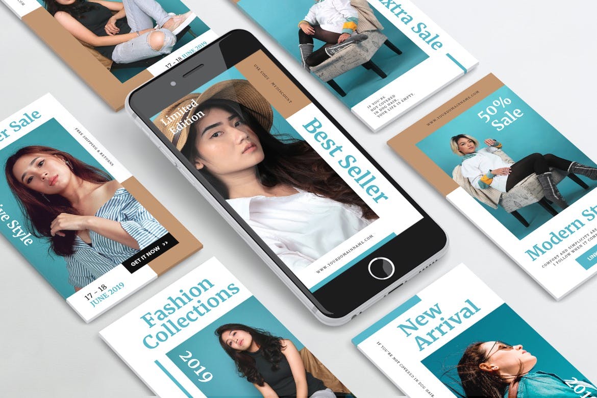 优雅别致时尚Instagram社交品牌故事PSD&AI模板素材库精选 Elegant Chic Fashion Instagram Stories PSD & AI插图(1)