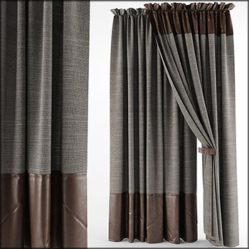 两款带有皮革内衬的窗帘素材之家精选3D模型