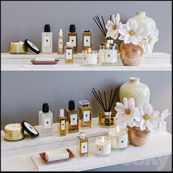 玻璃瓶装化妆品浴室卫生间摆件素材之家精选3D模型