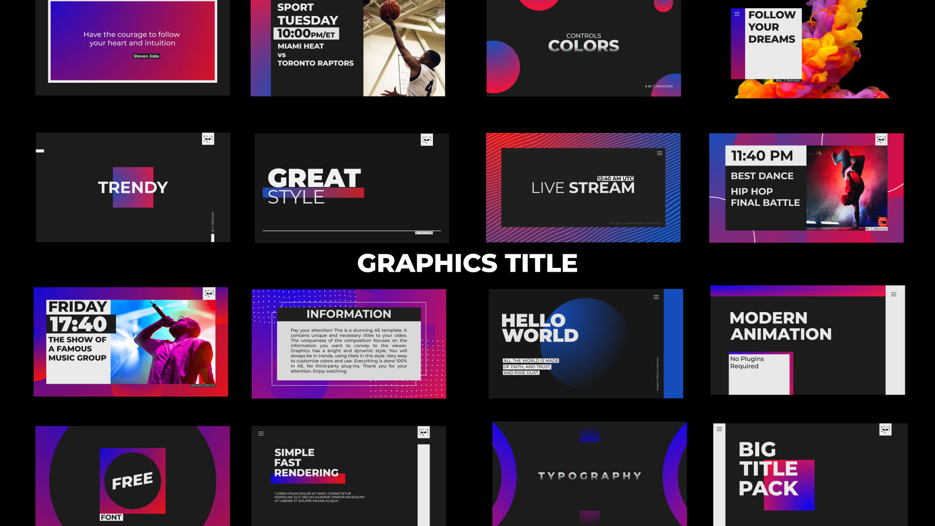 17种简洁文字标题字幕条素材库精选AE模板