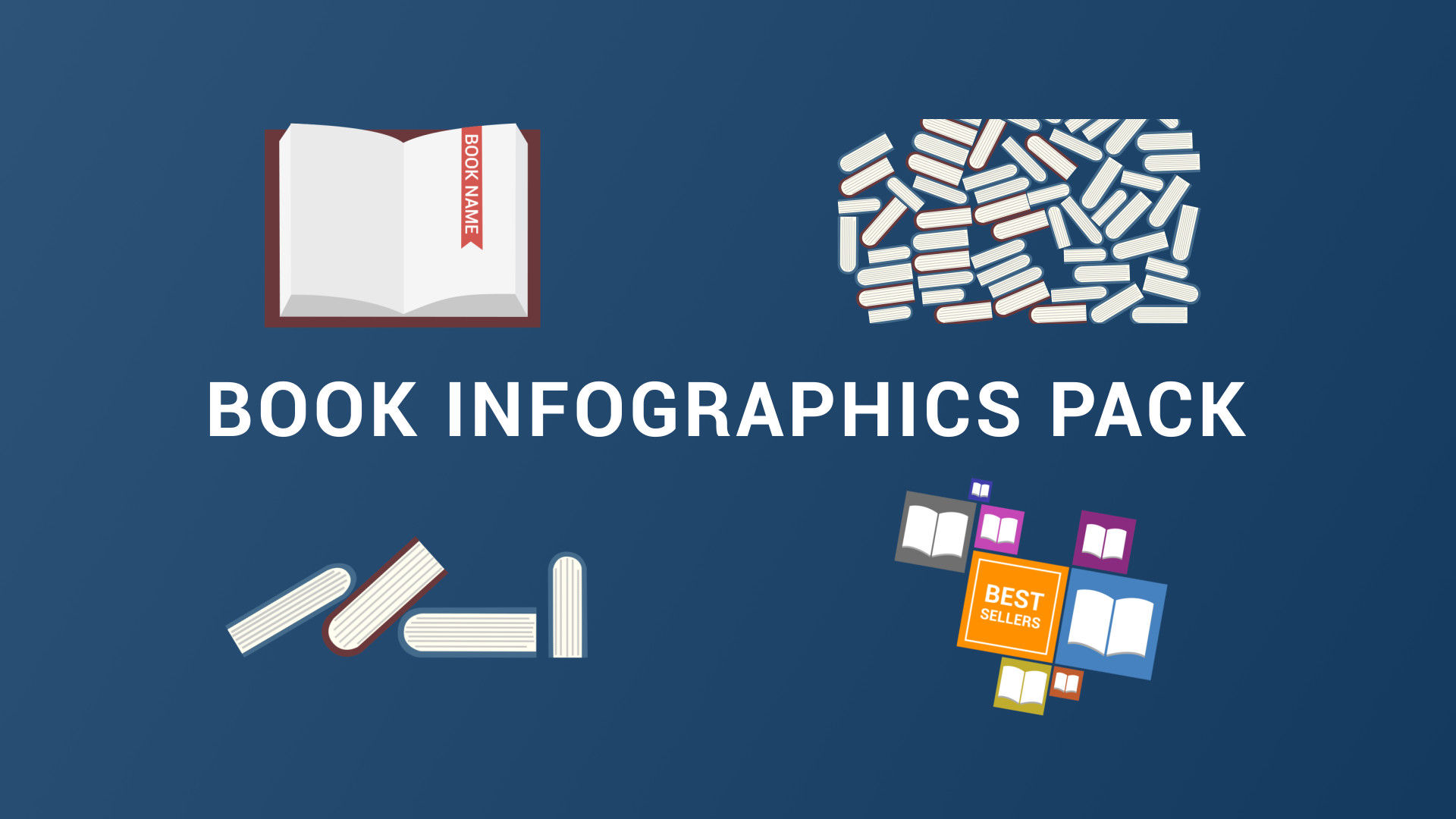 10个独特的动画书籍元素包素材库精选AE模板Book Infographics Pack