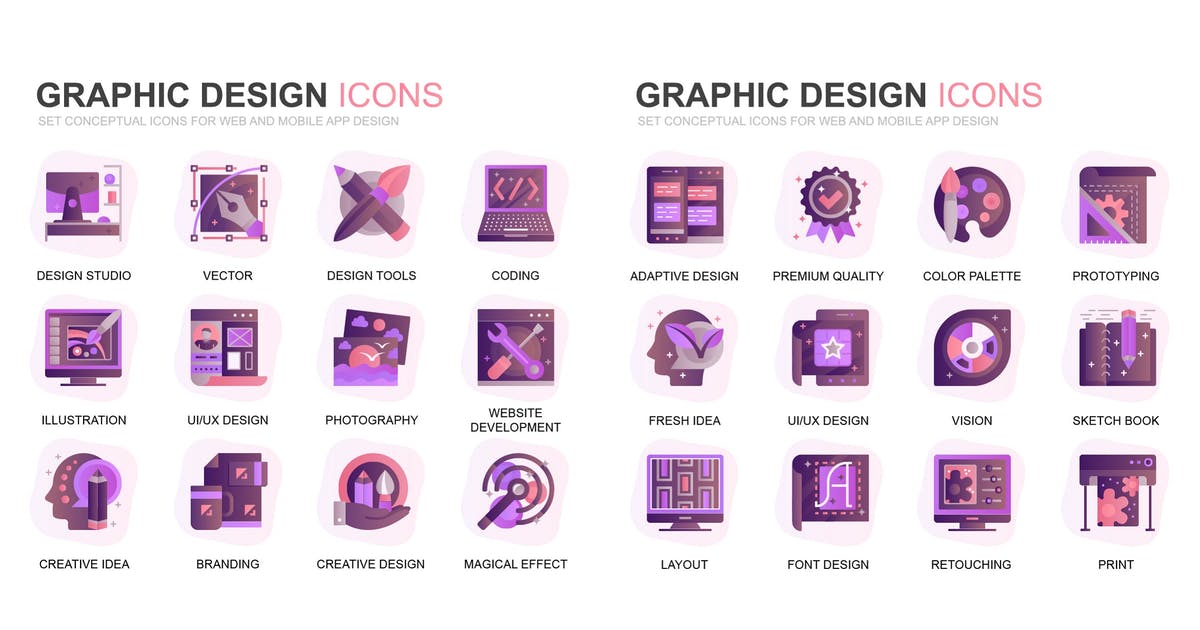 现代扁平化渐变设计风格图形设计/平面设计主题图标素材插图
