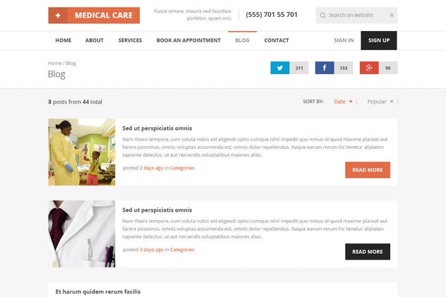 医疗保健医学主题网站设计PSD模板素材库精选 Medical Care – Medical PSD Template插图(9)