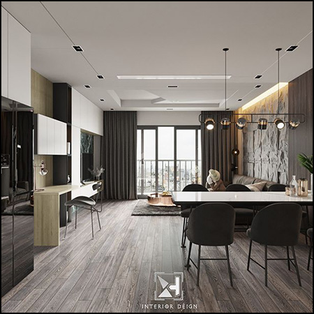 客厅和开放式厨房室内场景素材之家精选3D模型By NguyenTuanHai