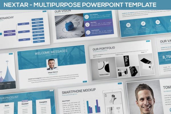 创业团队项目介绍创业公司简介PPT演示模板 Nextar – Multipurpose Powerpoint Template