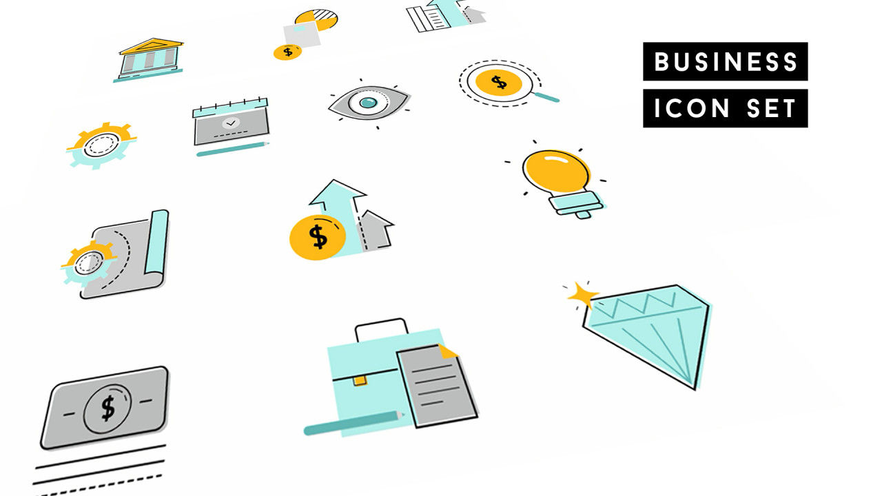 14个卡通动态手绘图标素材库精选AE模板素材