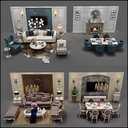 现代简约欧式沙发茶几组合套装素材之家精选3D模型