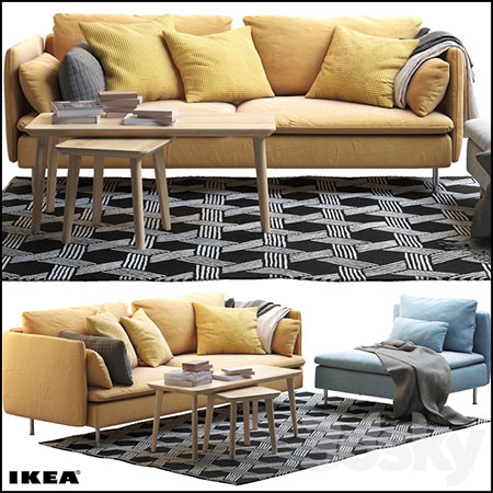 IKEA双人沙发和地毯组合素材之家精选3D模型
