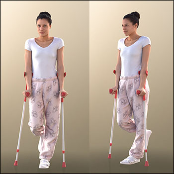 拄着拐杖的女人素材之家精选3D模型