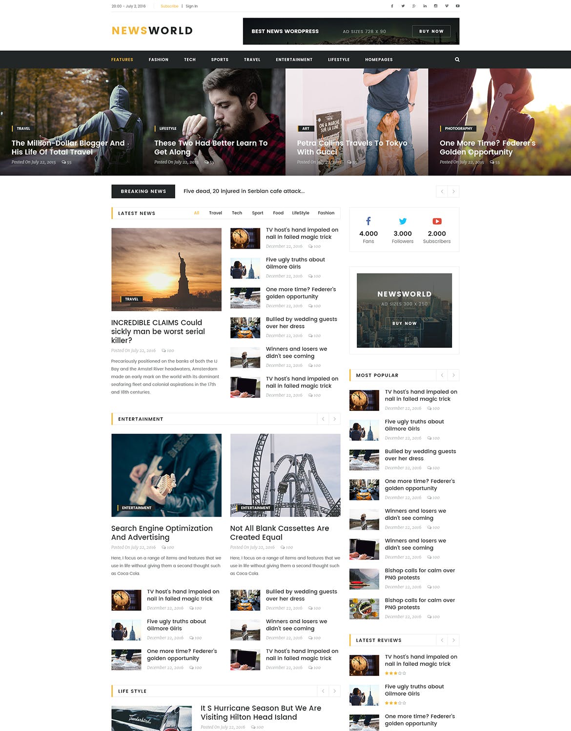 新闻资讯杂志类网站设计HTML模板素材库精选 Newsworld | Mutil-Concept Magazine HTML5 Template插图(2)