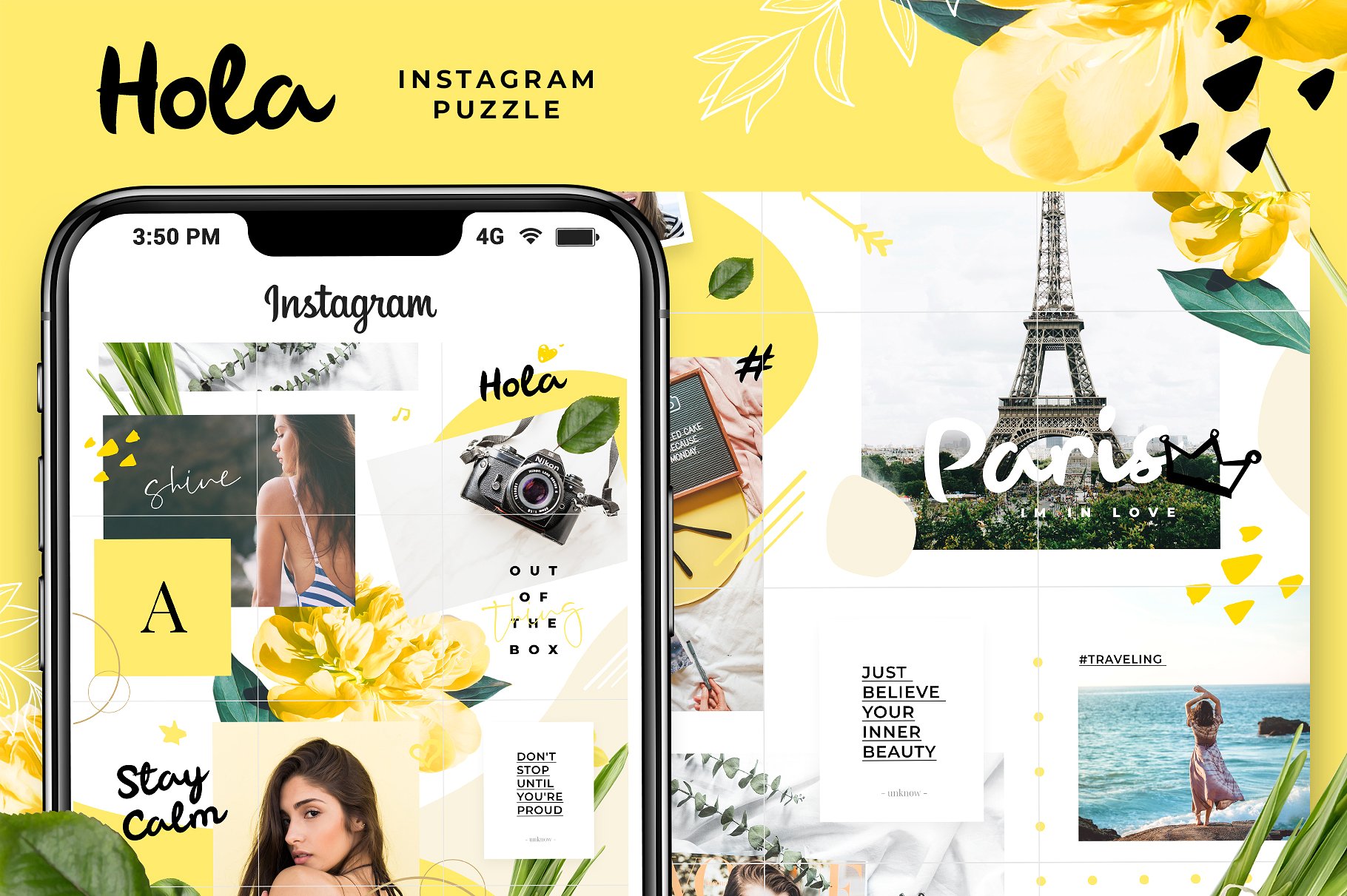 时尚极简的Instagram社交媒体模板素材库精选 Instagram Puzzle – Hola [psd]插图(4)