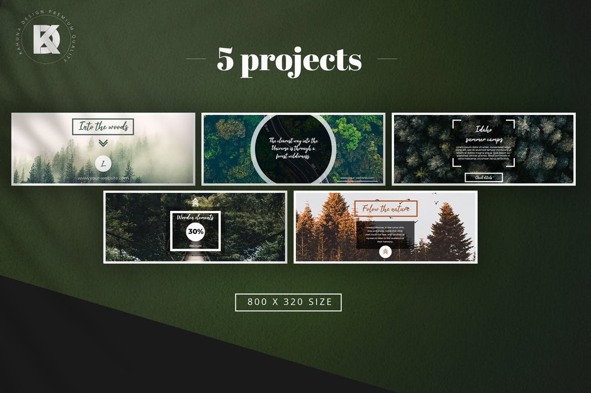 森林背景Banner图设计模板合集 Forest Banner Kit插图(3)