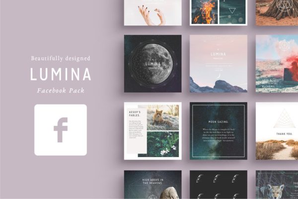 Facebook社交媒体贴图模板素材库精选 LUMINA Facebook Pack