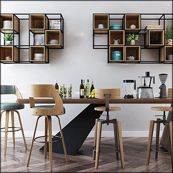 北欧吧台餐椅餐桌装饰架组合素材之家精选3D模型