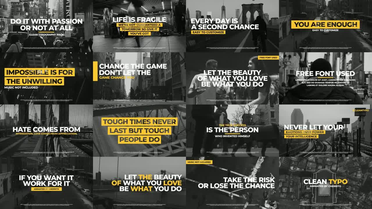 16个黑白设计快速图文标题展示素材库精选AE模板