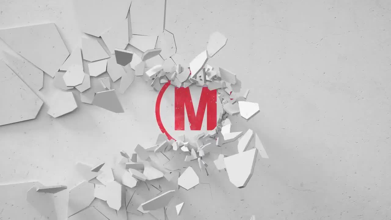 墙体分裂动态动画徽标素材库精选AE模板