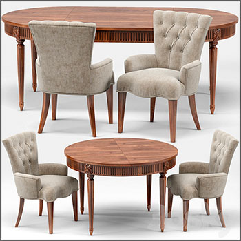 圆形餐桌和扶手餐椅素材之家精选3D模型