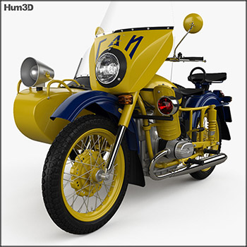 三轮摩托车Ural M67-36 P 1976 素材之家精选3D模型