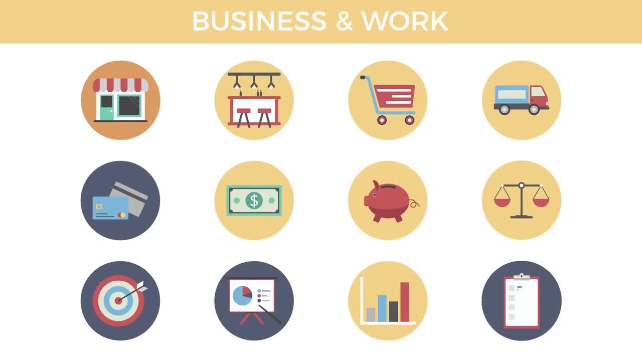 120个动画矢量图标商业展示素材库精选AE模板