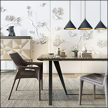 现代餐桌椅边柜吊灯摆件素材之家精选3D模型