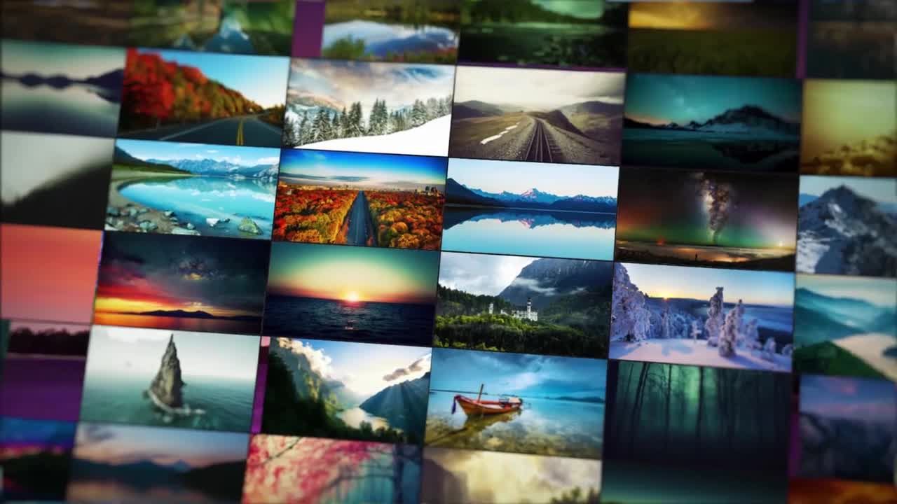 空间感网格照片画面展示效果素材库精选AE模板