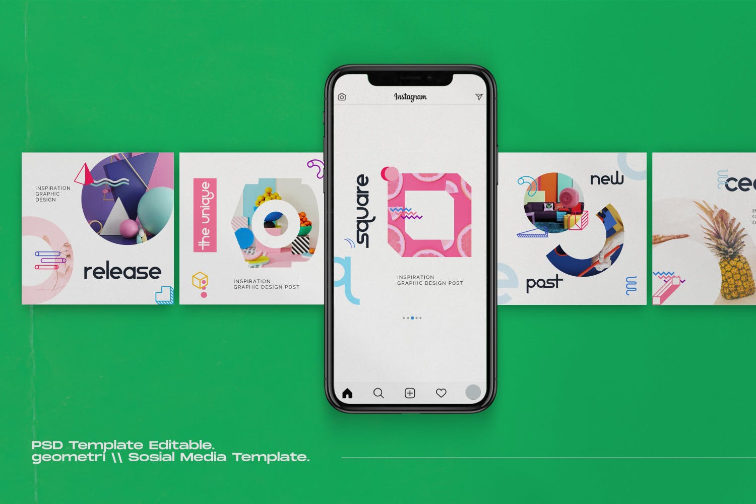 创意几何图形设计风格社交媒体素材包v1 Geometri – Pack 1 Social Media Kit Post+Stories插图(3)