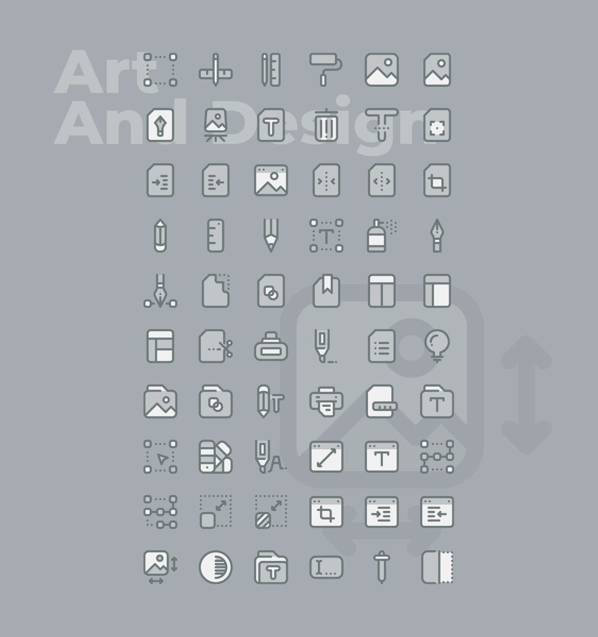60枚交互设计主题双色调矢量素材库精选图标 60 Art & Design Icons  –  Two Tone Style插图(1)