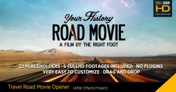旅游公路电影片头素材库精选AE模板 Travel Road Movie