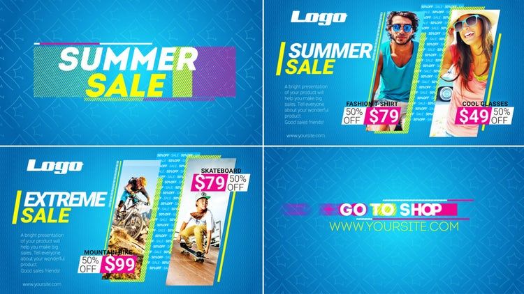 AE夏日促销动画照片展示模板