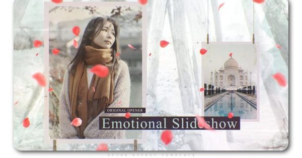水滴花瓣动画特效浪漫风格视频相册素材库精选AE模板 Petals Emotional Slideshow