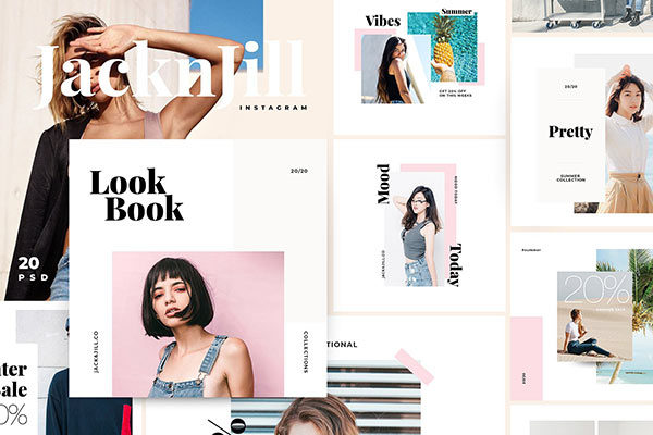 时尚简约的Instagram社交媒体模板素材库精选下载 Jacknjill – Instagram Pack [psd]