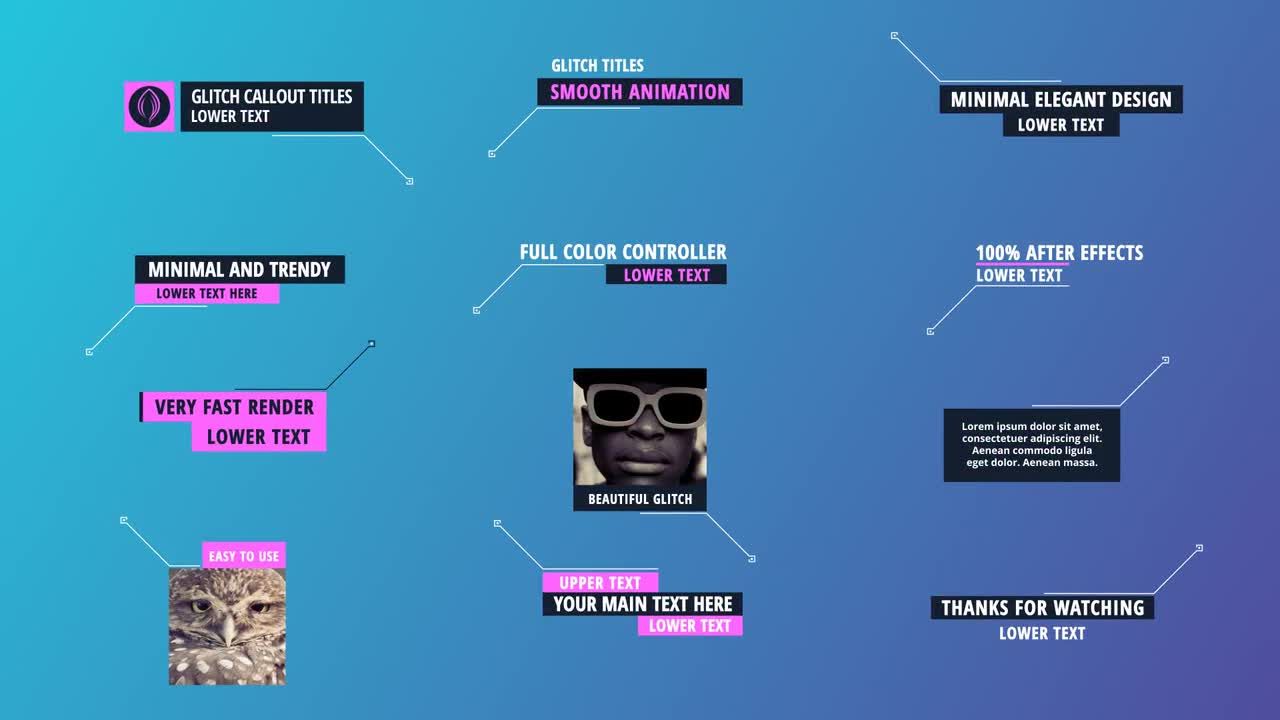 12个小故障标注标题素材库精选AE模板