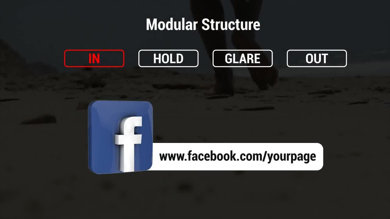 3D社交图标下三分之一全屏标题动画素材库精选AE模板