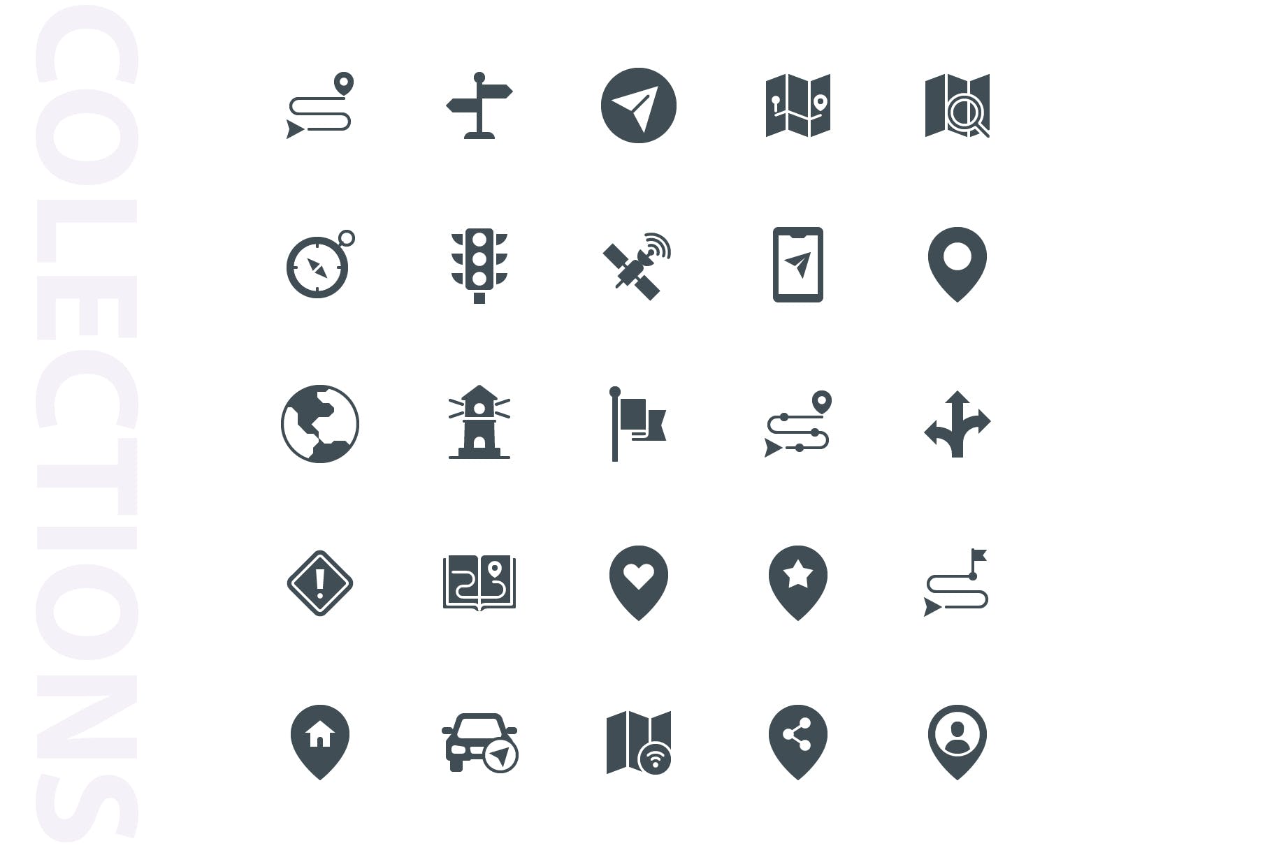 25枚地图导航主题字体素材库精选图标 Map & Navigation Glyph插图(3)