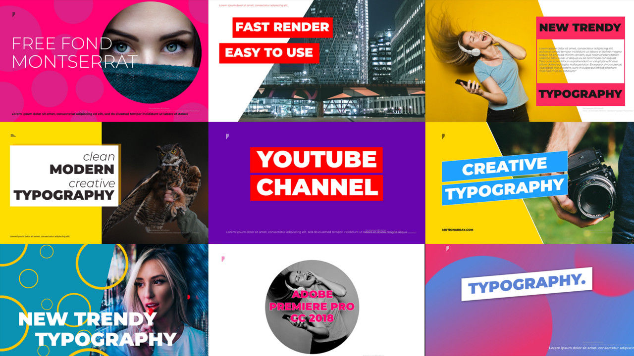 现代场景动态的社交媒体动画排版标题素材库推荐Pr模板