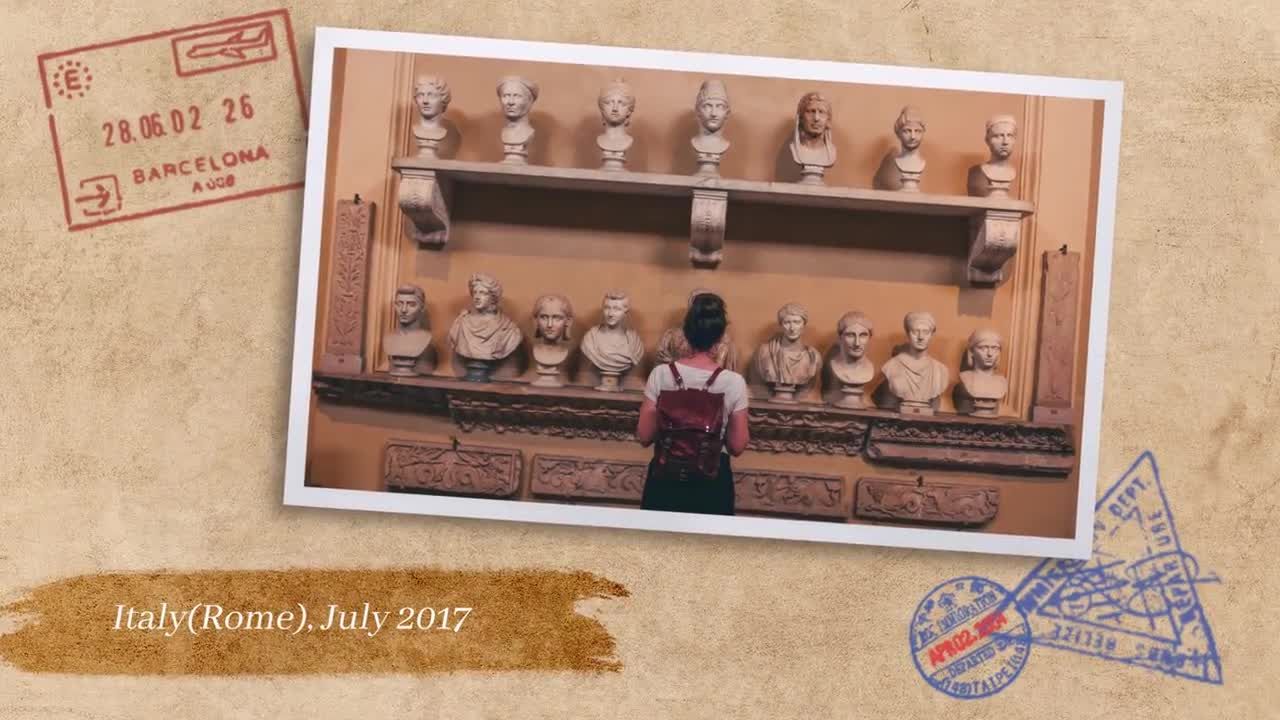 信纸风格的度假相册幻灯片展示素材库精选PR模板