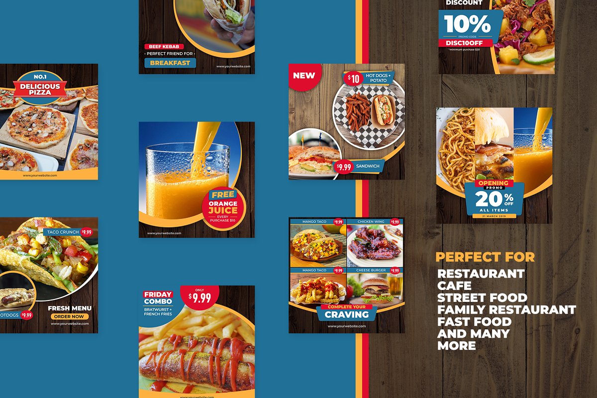 快餐美食 – Instagram社交媒体故事模板素材库精选套装插图(2)