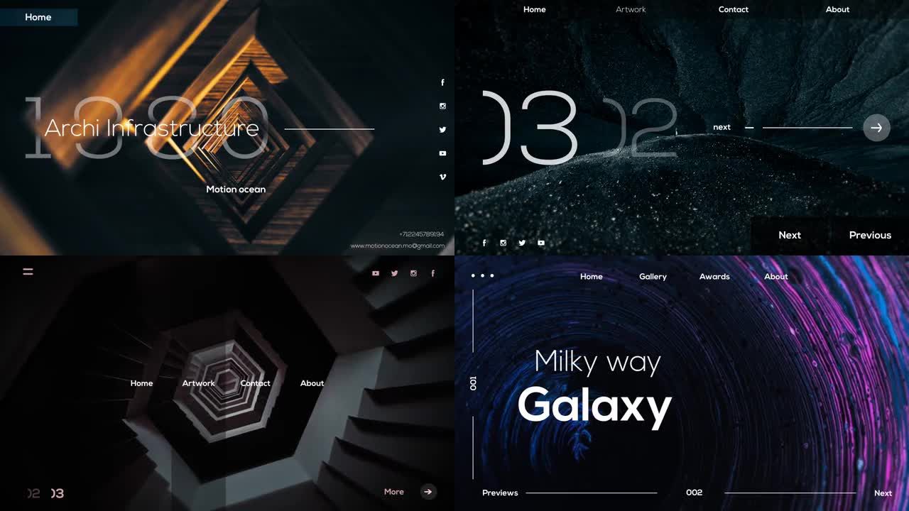 简洁的网页排版素材库精选AE模板