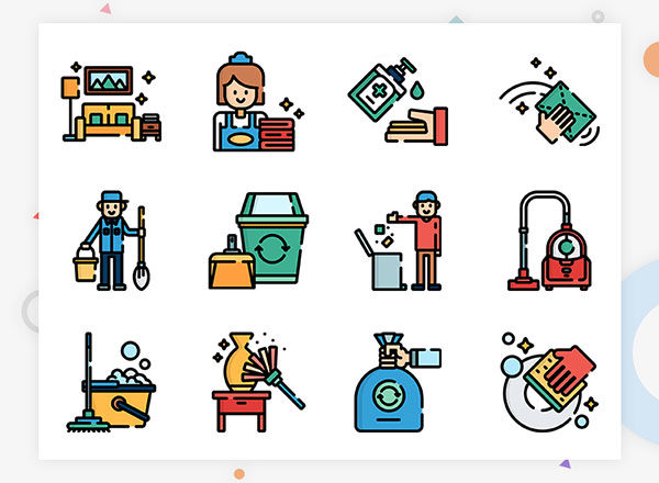 一套清洁家政主题图标集 50 Cleaning Icon Set
