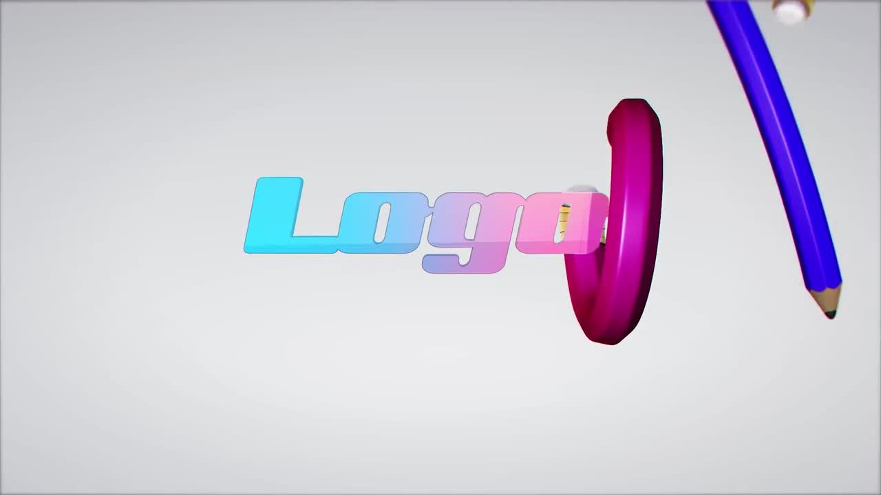 3D动态旋转彩色铅笔logo特效素材库精选AE模板